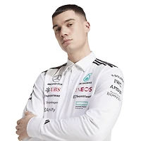 Polo à manches longues adidas blanc Mercedes-AMG Petronas F1 Team pour homme