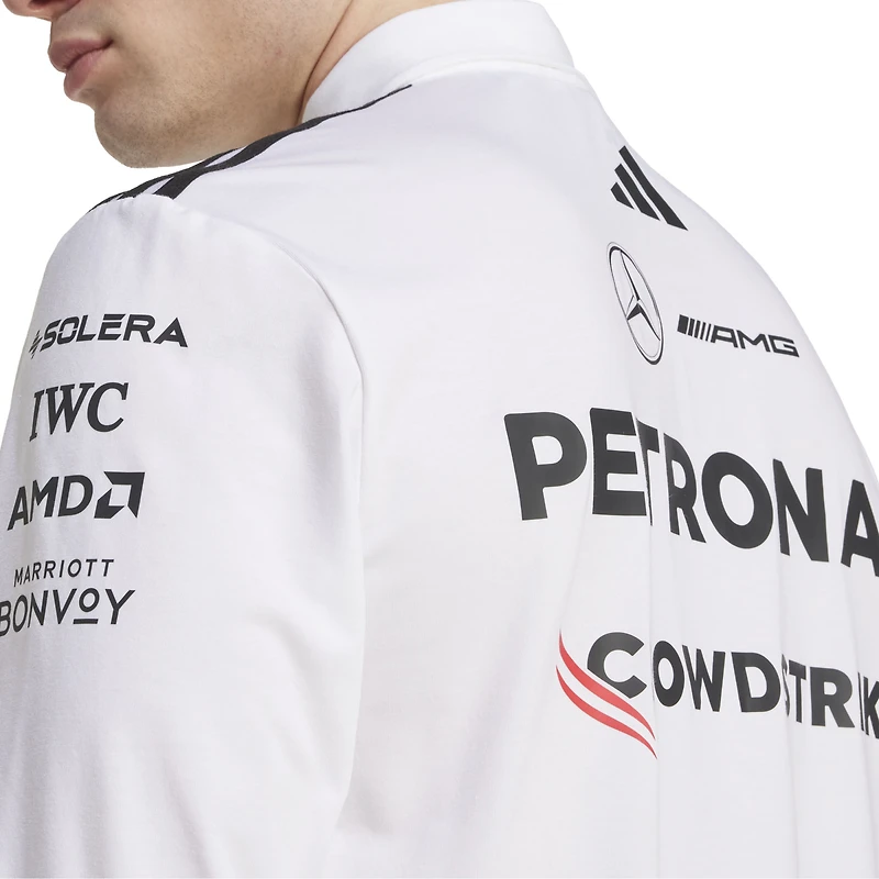 Polo à manches longues adidas blanc Mercedes-AMG Petronas F1 Team pour homme