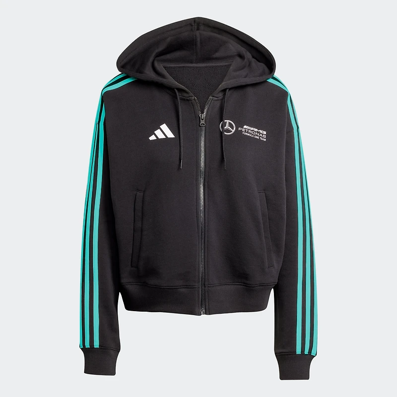 Sweat à capuche zippé DNA Alphaskin noir pour femme de l'équipe Mercedes-AMG Petronas F1 Fan Wear d'adidas