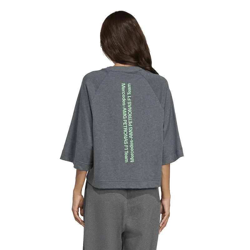 T-shirt court oversize raglan premium adidas Graphite Mercedes-AMG Petronas F1 Team pour femme