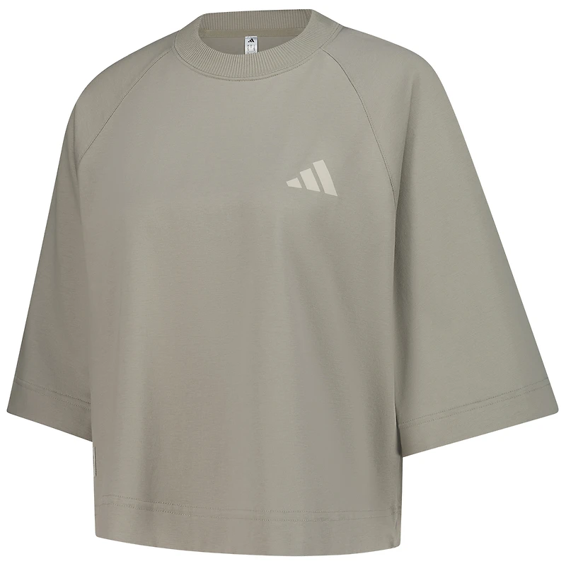 Women's adidas Olive Mercedes-AMG Petronas F1 Team Fan Wear Premium Oversized 3/4-Sleeve T-Shirt