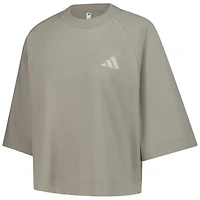 Women's adidas Olive Mercedes-AMG Petronas F1 Team Fan Wear Premium Oversized 3/4-Sleeve T-Shirt