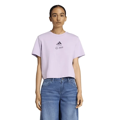 Women's adidas Purple Mercedes-AMG Petronas F1 Team Premium Woven Crop Top