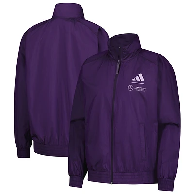 Veste de survêtement adidas violette Mercedes-AMG Petronas F1 Team Premium tissée à fermeture éclair intégrale pour femme