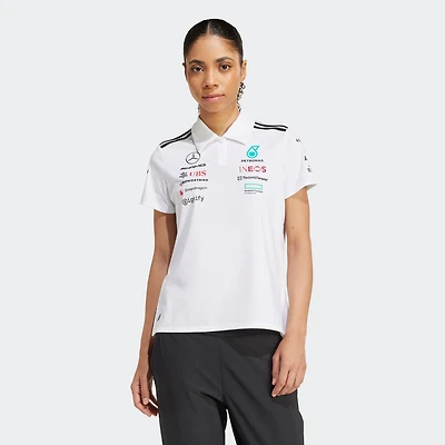 Polo adidas blanc pour femme de l'équipe Mercedes-AMG Petronas F1