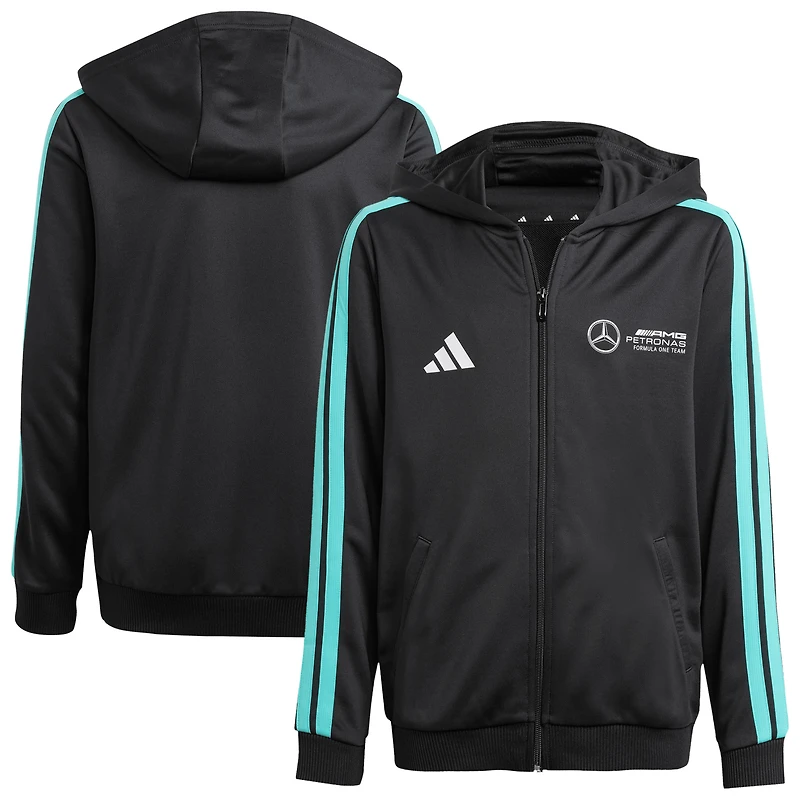 Sweat à capuche zippé noir adidas pour jeune Mercedes-AMG Petronas F1 Team DNA Alphaskin