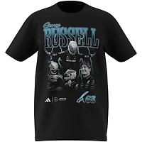 T-shirt graphique adidas George Russell noir pour enfant, pilote de l'écurie Mercedes-AMG Petronas F1