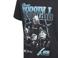 T-shirt graphique adidas George Russell noir pour enfant, pilote de l'écurie Mercedes-AMG Petronas F1