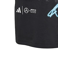 T-shirt graphique adidas George Russell noir pour enfant, pilote de l'écurie Mercedes-AMG Petronas F1