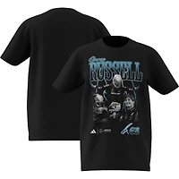 T-shirt graphique adidas George Russell noir pour enfant, pilote de l'écurie Mercedes-AMG Petronas F1