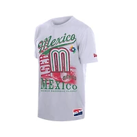 T-shirt homme New Era blanc Mexique baseball Classique mondiale de 2026, coupe oversize, style rétro vieilli