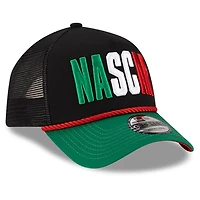 Men's New Era Black/Green NASCAR Mexico City Race 9FORTY A-Frame Trucker Adjustable Hat