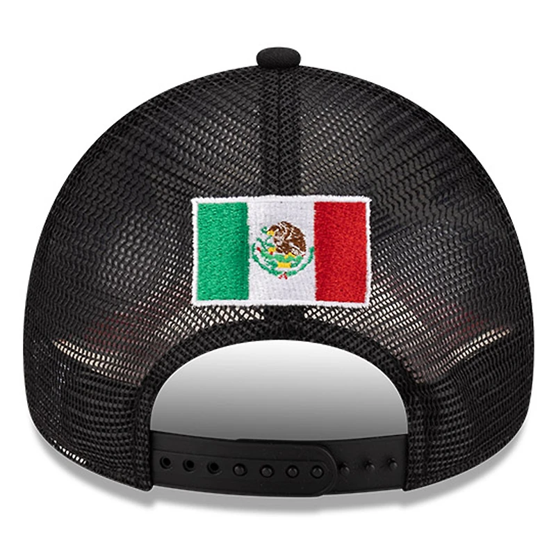 Casquette ajustable New Era noire/verte NASCAR Mexico City Race 9FORTY A-Frame Trucker pour homme