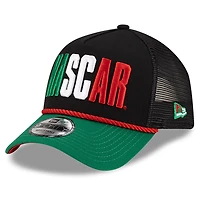 Men's New Era Black/Green NASCAR Mexico City Race 9FORTY A-Frame Trucker Adjustable Hat