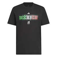 T-shirt adidas noir pour homme, équipe nationale du Mexique, avec logo à crochet