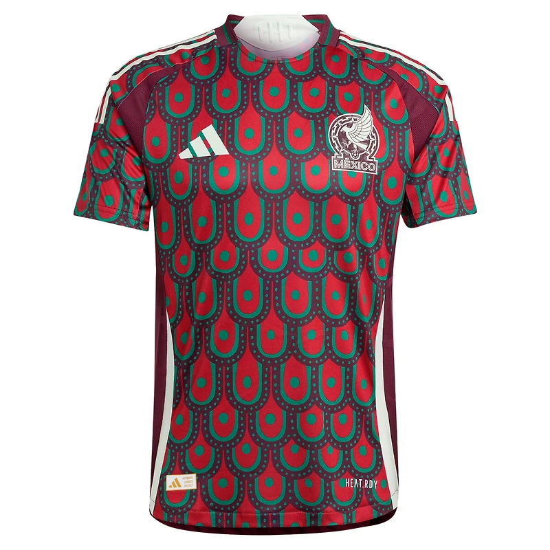 Maillot adidas bordeaux authentique pour homme de l'équipe nationale du Mexique 2024 domicile