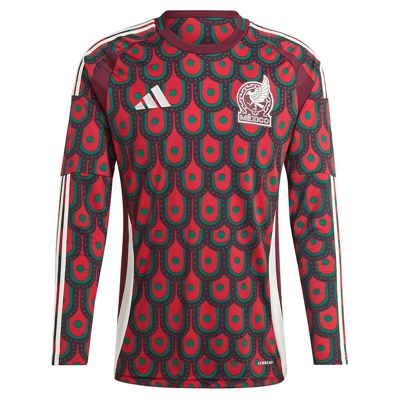 Men's adidas Burgundy Mexico National Team 2024 Home Replica Long Sleeve Jersey