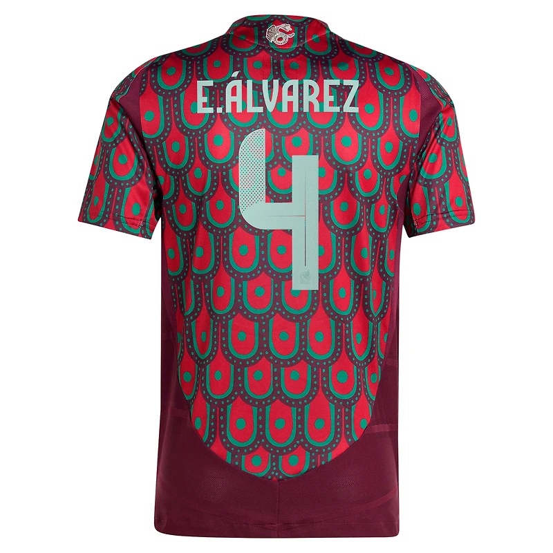 Maillot de joueur authentique adidas Edson Alvarez bordeaux pour homme l'équipe nationale du Mexique 2024 domicile