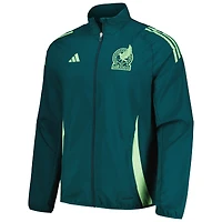 Veste d'avant-match entièrement zippée adidas pour hommes de l'équipe nationale du Mexique 2024 AEROREADY, verte