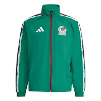 Veste de match adidas verte pour homme, équipe nationale du Mexique, domicile 2026, fermeture éclair intégrale, modèle « hymne national ».