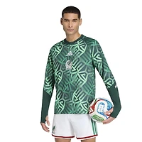 T-shirt d'avant-match à manches longues adidas vert pour homme, équipe nationale du Mexique 2026
