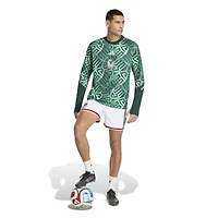 T-shirt d'avant-match à manches longues adidas vert pour homme, équipe nationale du Mexique 2026