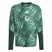T-shirt d'avant-match à manches longues adidas vert pour homme, équipe nationale du Mexique 2026