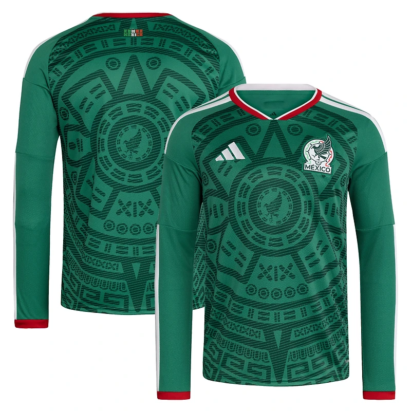 Maillot domicile réplique à manches longues adidas vert de l'équipe nationale du Mexique pour la Coupe Monde FIFA 2026