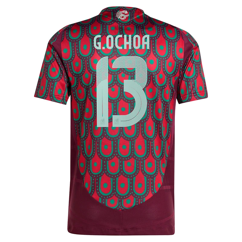Maillot de joueur authentique adidas Guillermo Ochoa bordeaux équipe nationale du Mexique 2024 domicile pour homme