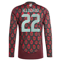 Maillot à manches longues adidas Hirving Lozano pour homme, bordeaux, équipe nationale du Mexique 2024, réplique domicile