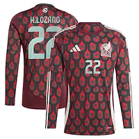 Maillot à manches longues adidas Hirving Lozano pour homme, bordeaux, équipe nationale du Mexique 2024, réplique domicile