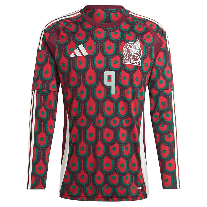 Men's adidas Raul Jimenez Burgundy Mexico National Team 2024 Home Replica Player Long Sleeve Jersey