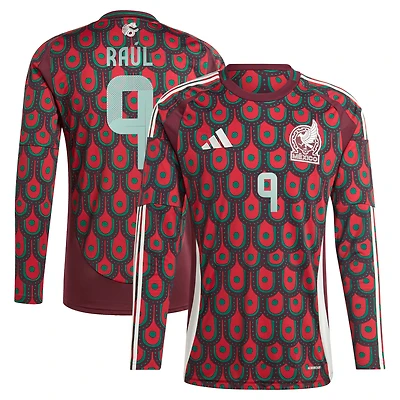 Men's adidas Raul Jimenez Burgundy Mexico National Team 2024 Home Replica Player Long Sleeve Jersey