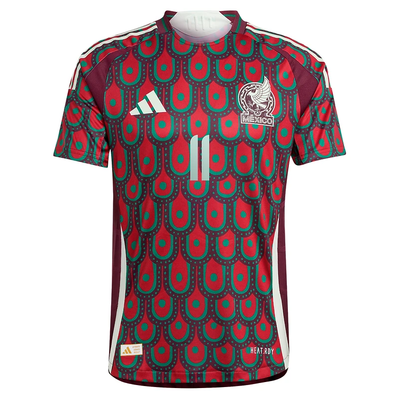 Maillot de joueur authentique adidas Santiago Giménez pour homme, bordeaux, équipe nationale du Mexique 2024 domicile
