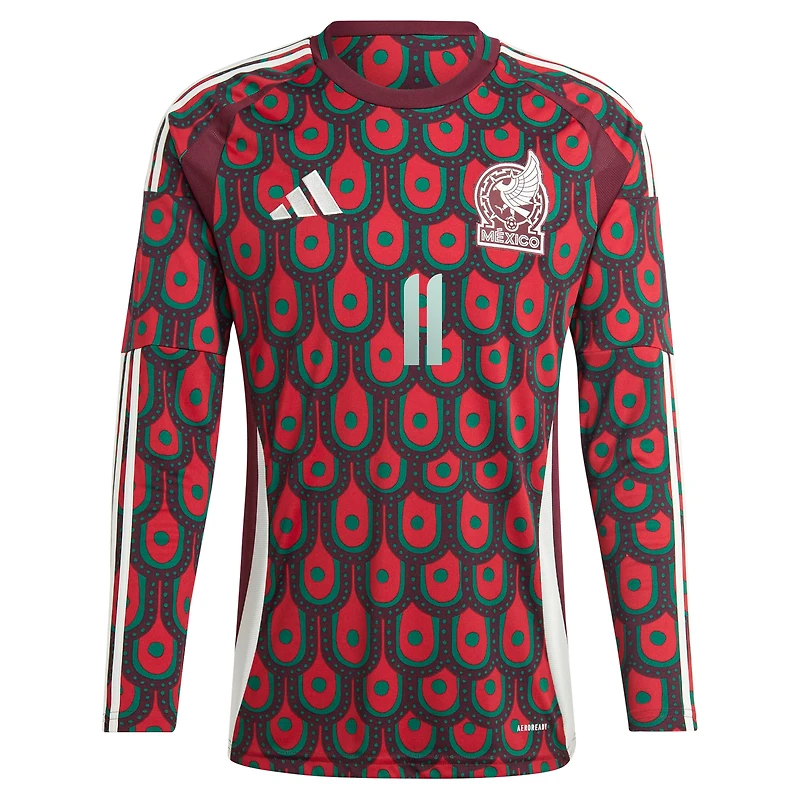 Men's adidas Santiago Giménez Burgundy Mexico National Team 2024 Home Replica Player Long Sleeve Jersey