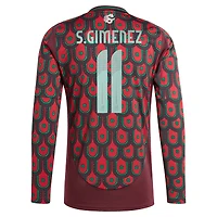 Men's adidas Santiago Giménez Burgundy Mexico National Team 2024 Home Replica Player Long Sleeve Jersey