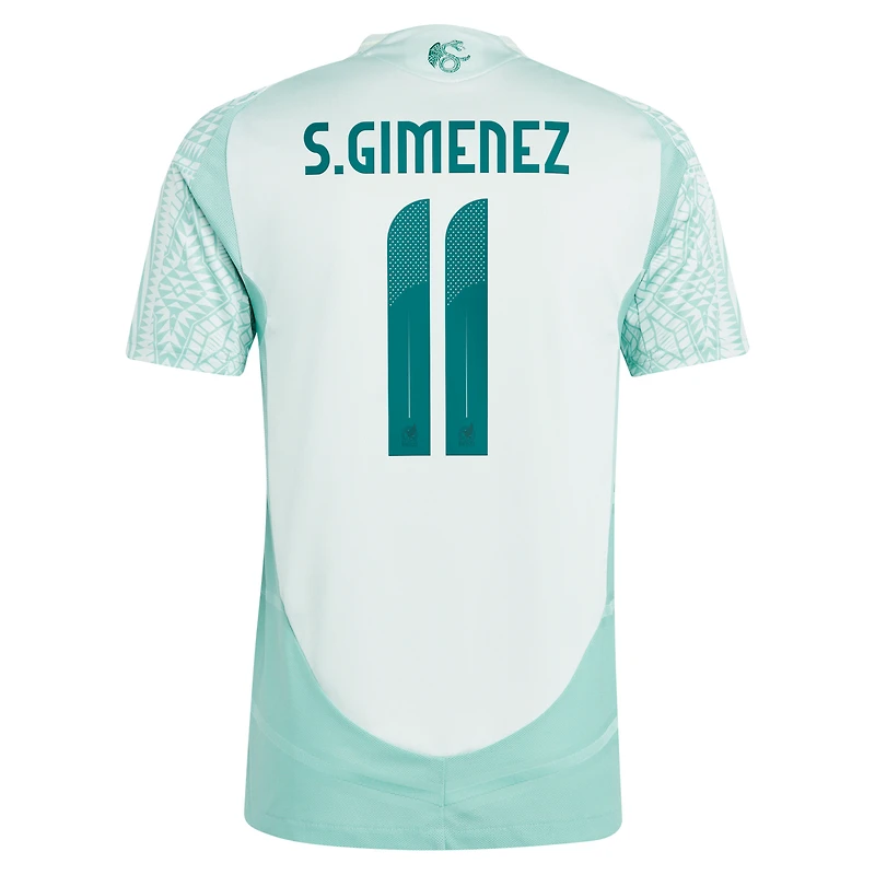 Maillot de joueur authentique extérieur l'équipe nationale du Mexique 2024 adidas Santiago Giménez vert pour homme
