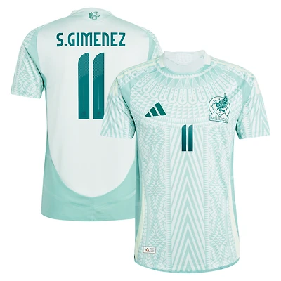 Maillot de joueur authentique extérieur l'équipe nationale du Mexique 2024 adidas Santiago Giménez vert pour homme