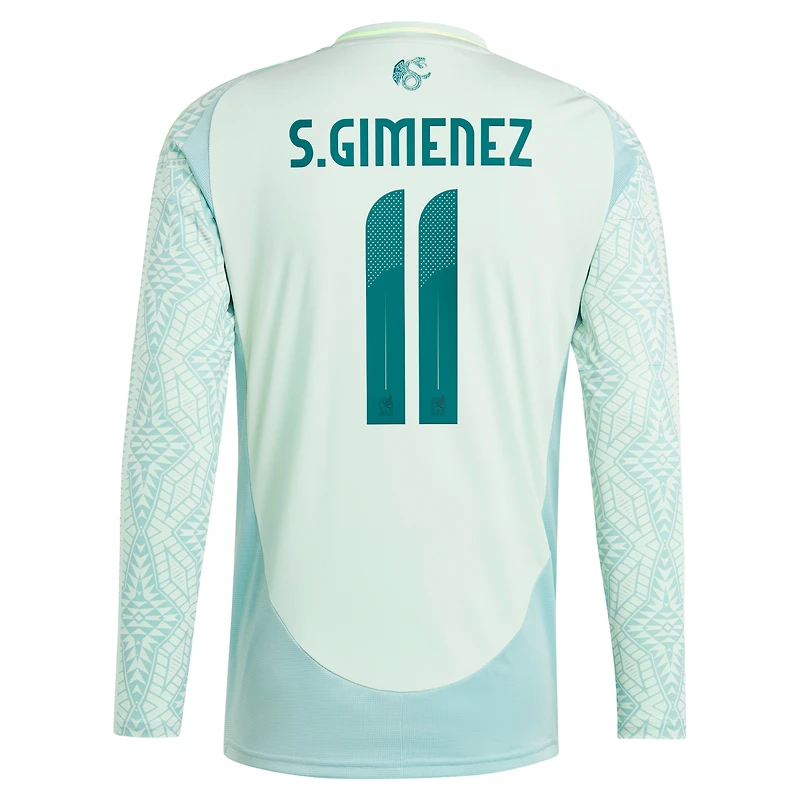 Men's adidas Santiago Giménez Green Mexico National Team 2024 Away Replica Player Long Sleeve Jersey