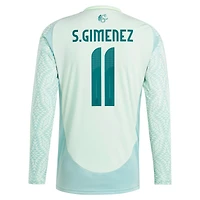 Men's adidas Santiago Giménez Green Mexico National Team 2024 Away Replica Player Long Sleeve Jersey