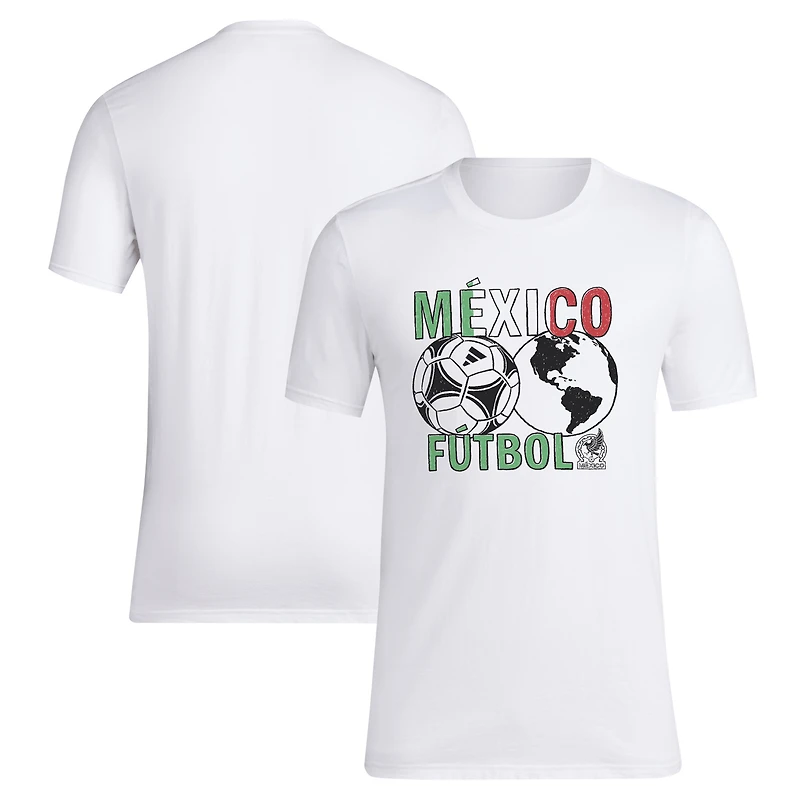 T-shirt adidas blanc pour homme de l'équipe nationale du Mexique 2024/25 autour monde