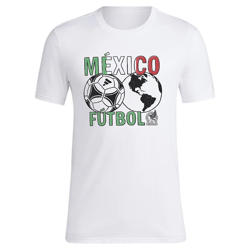 T-shirt adidas blanc pour homme de l'équipe nationale du Mexique 2024/25 autour monde