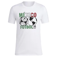 T-shirt adidas blanc pour homme de l'équipe nationale du Mexique 2024/25 autour monde