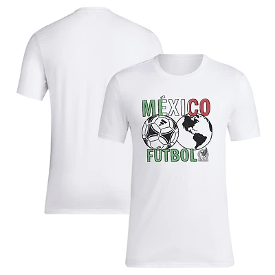 T-shirt adidas blanc pour homme de l'équipe nationale du Mexique 2024/25 autour monde