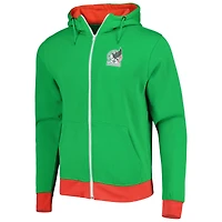 Sweat à capuche entièrement zippé vert avec écusson de l'équipe nationale du Mexique pour homme