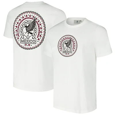 T-shirt blanc coupe décontractée avec écusson de l'équipe nationale du Mexique pour hommes