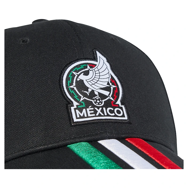 Casquette unisexe adidas noire à 3 bandes de l'équipe nationale du Mexique