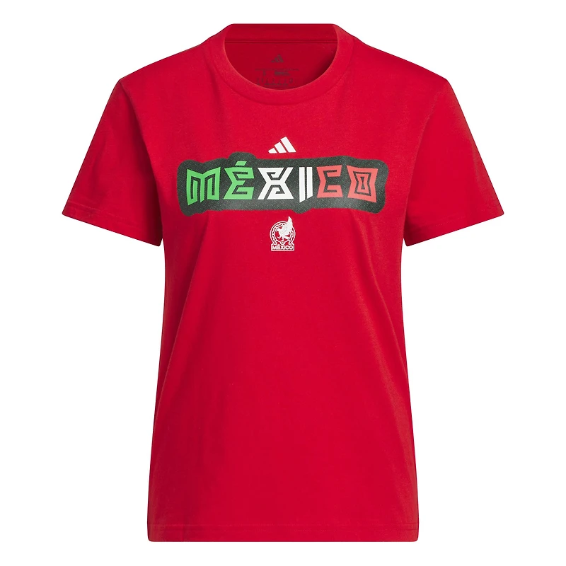T-shirt à crochet adidas blanc pour femme, équipe nationale du Mexique