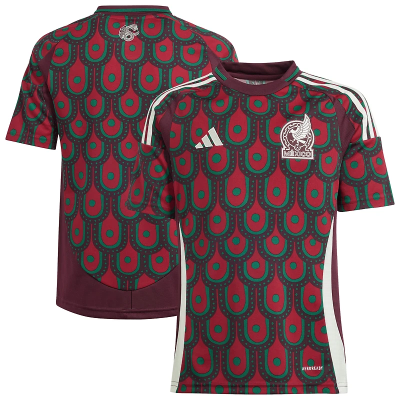 Youth adidas Burgundy Mexico National Team 2024 Home Replica Jersey