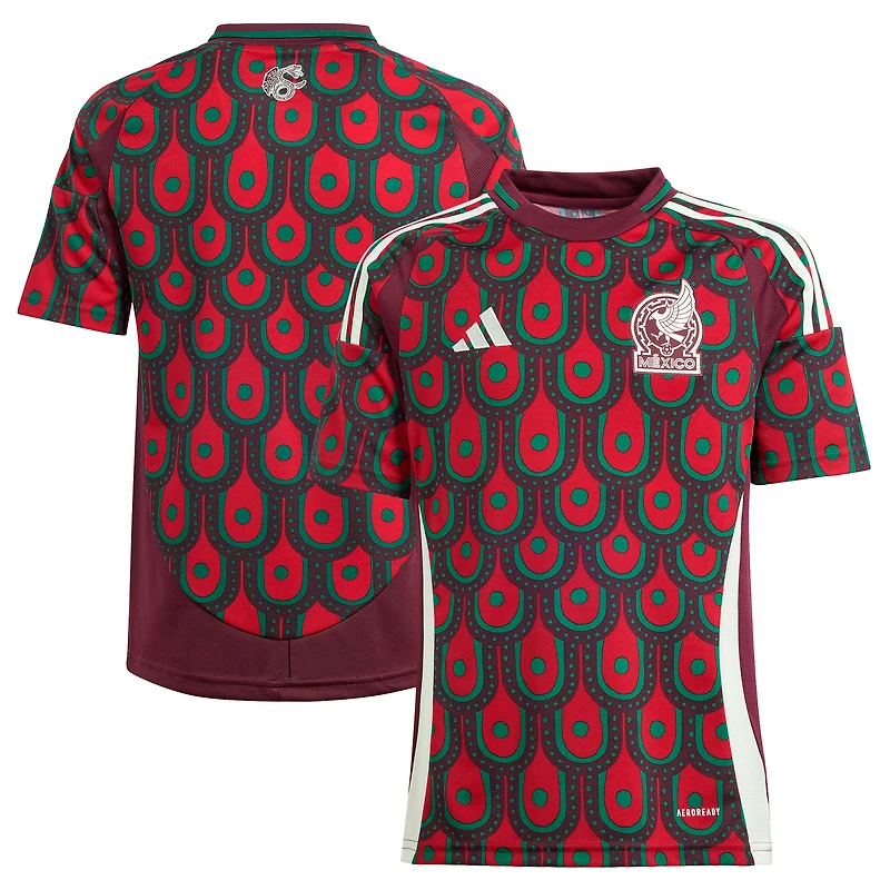 Maillot réplique domicile adidas bordeaux pour jeunes de l'équipe nationale du Mexique 2024